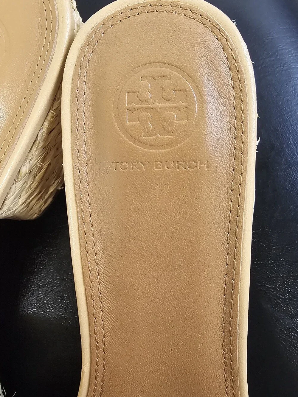 Tory Burch Everly Raffia Block Sandal Slides - Size 9.5
